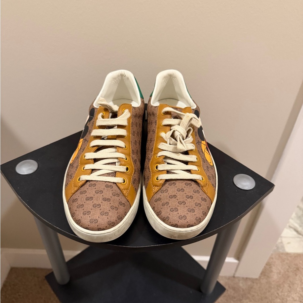Brown and Orange Monogram Sneakers